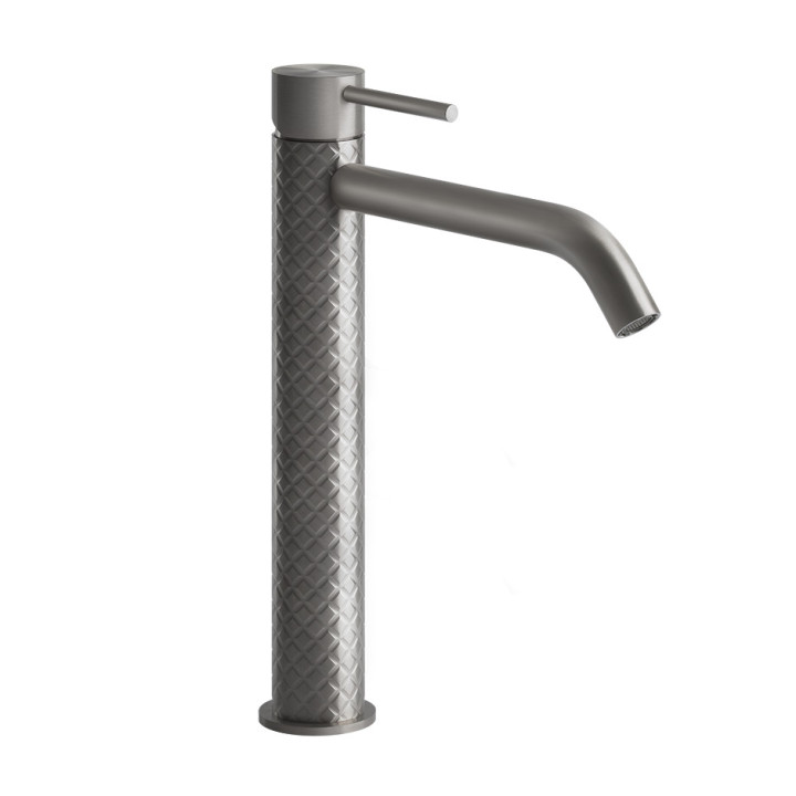 Umyvadlová batéria Gessi Intreccio, na postavení, výška 305mm, dlhá výtokové rameno, zátka automatický, brúsená oceľ