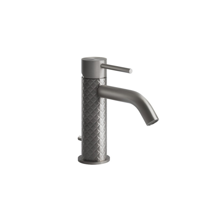 Umyvadlová batéria Gessi Trame, na postavení, výška 159mm, zátka automatický, brúsená oceľ