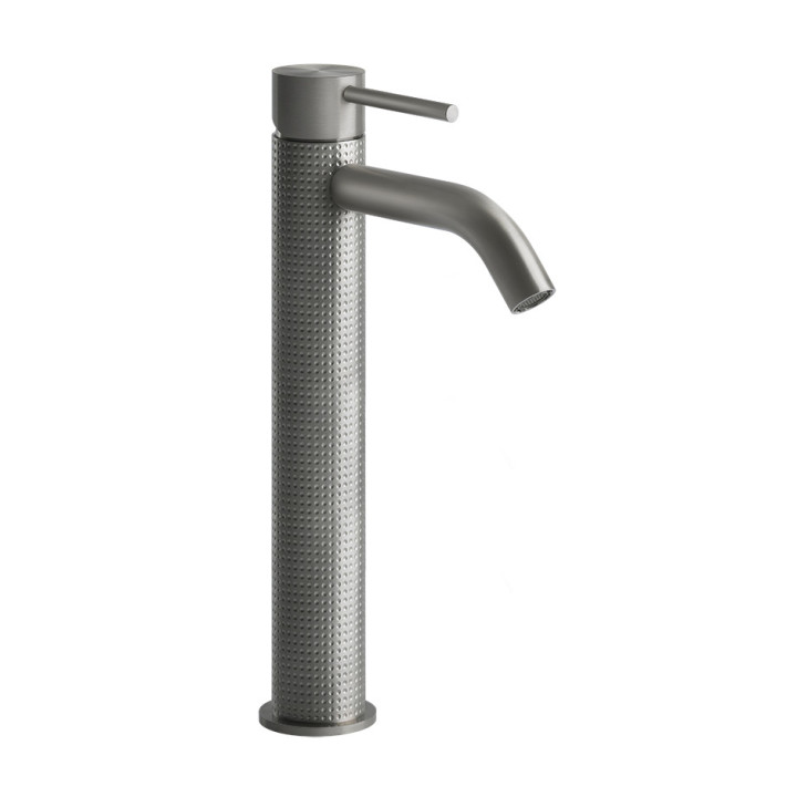 Umyvadlová batéria Gessi Cesello, na postavení, výška 305mm, skrátené výtokové rameno, zátka automatický, brúsená oceľ