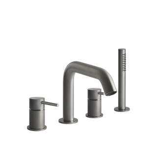 Vaňová batéria  3-otvorová Gessi Bath316, na postavení, do łączenia s naplnením przez prepad, Sprchový set, brúsená oceľ