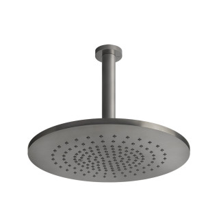 Horná sprcha Gessi Shower316, okrúhla, 355mm, regulowana, s ramenom nastenným 500mm, brúsená oceľ