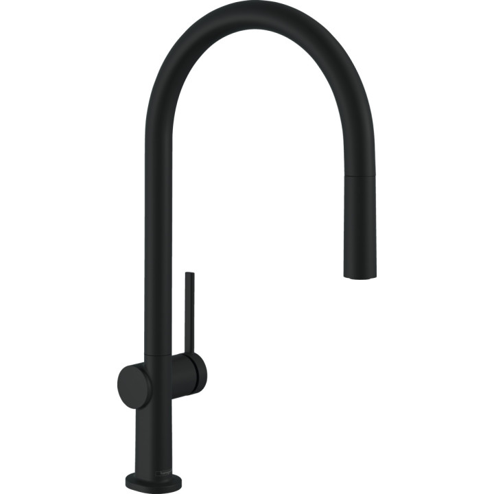 Drezová batéria Hansgrohe Talis M54, páková, výška 435mm, výsuvná sprcha, 2jet, sBox, čierna matnéný