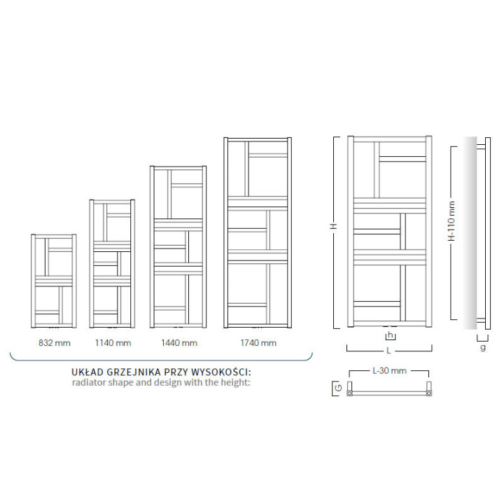 Radiátor Instal-Projekt Code 60 x 163 cm (pripojenie dolne D50) - biela