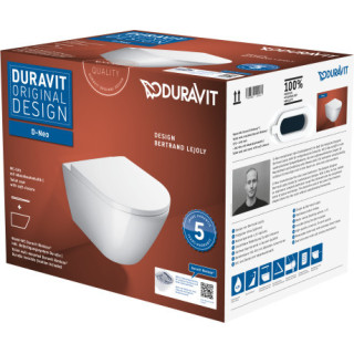 Misa toaletná Závěsná Duravit D-Neo Rimless, 54x37cm, bez rantu spłukującego, 4,5 l, UWL klasa 1, biela