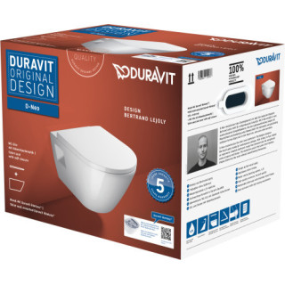 Misa toaletná Závěsná Duravit D-Neo Rimless, 54x37cm, bez rantu spłukującego, 4,5 l, UWL klasa 1, biela