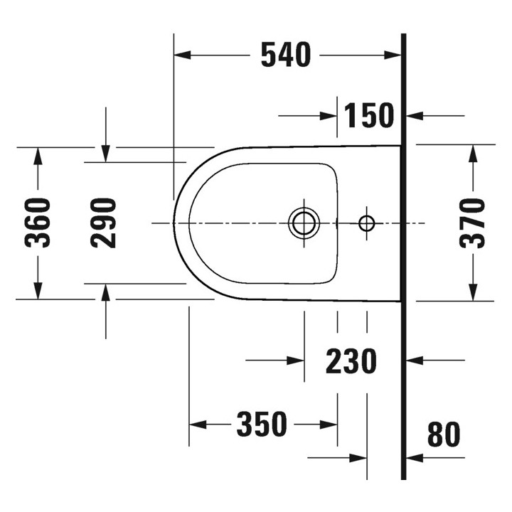 Závesný bidet Duravit D-Neo Rimless, 54x37cm, upevnenie Durafix, biela