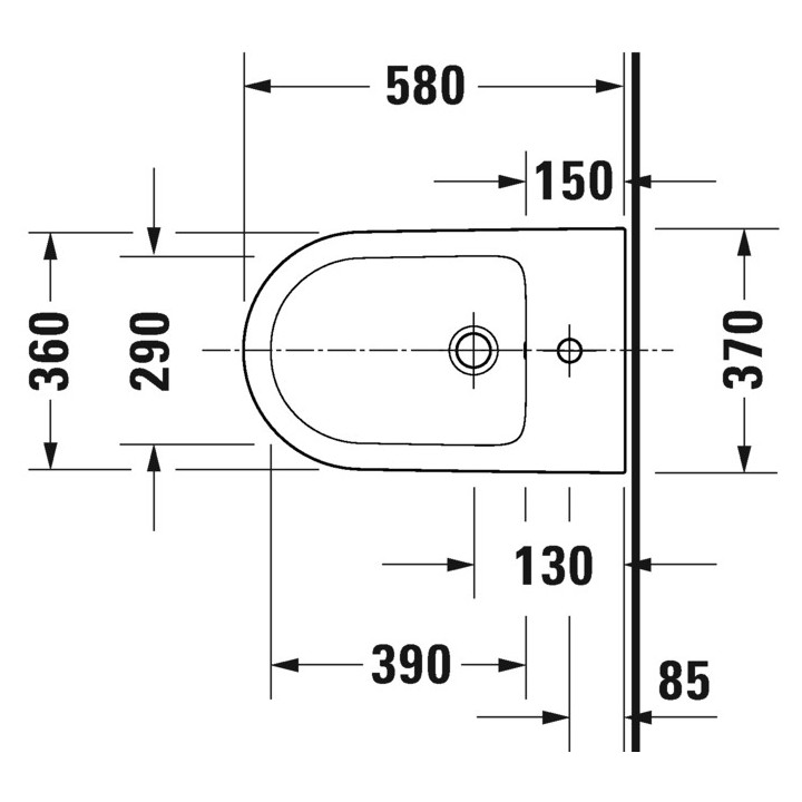 Bidet stojaci Duravit D-Neo Rimless, 65x37cm, z prepadom, otvor na batériu biely