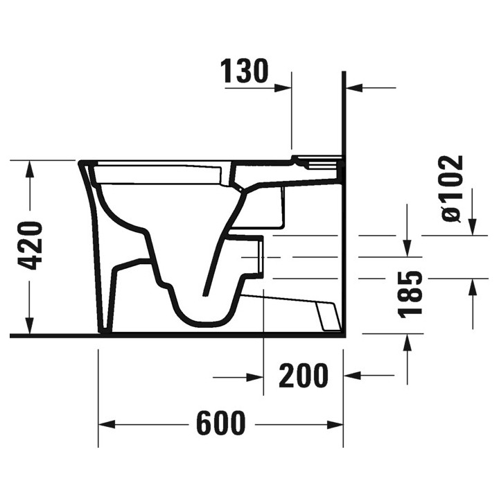 Misa kombi stojaca WC Duravit D-Neo Rimless, 65x37cm, bez rantu spłukującego, 4,5 l, UWL klasa 1, biela