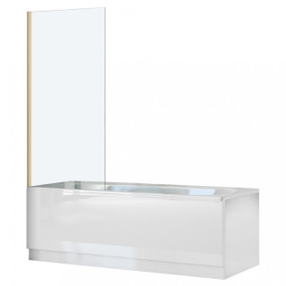 Vaňová zástena Rea Elegant Gold, 70x140cm, univerzálny, sklo transparentní, profil zlatý