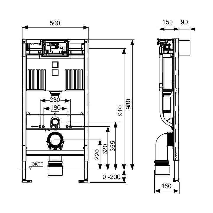 Univerzálny modul podmietkowý WC TECEbase, výška 1120mm, z spłuczką