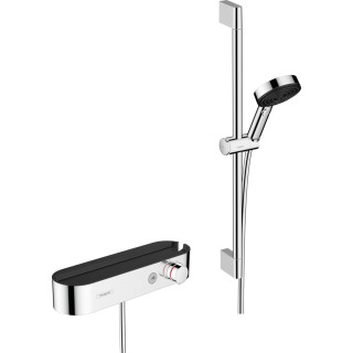 Sprchový set Hansgrohe Pulsify Select 105 3jet Relexation, sluchátko s hadicou, drążkiem i baterią termostatickou, chróm
