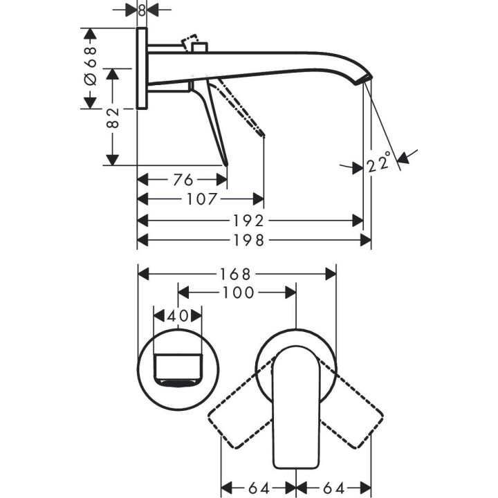 Umyvadlová batéria 3-otvorová Hansgrohe Vivenis, na postavení, výška 115mm, súprava odtokový, chróm