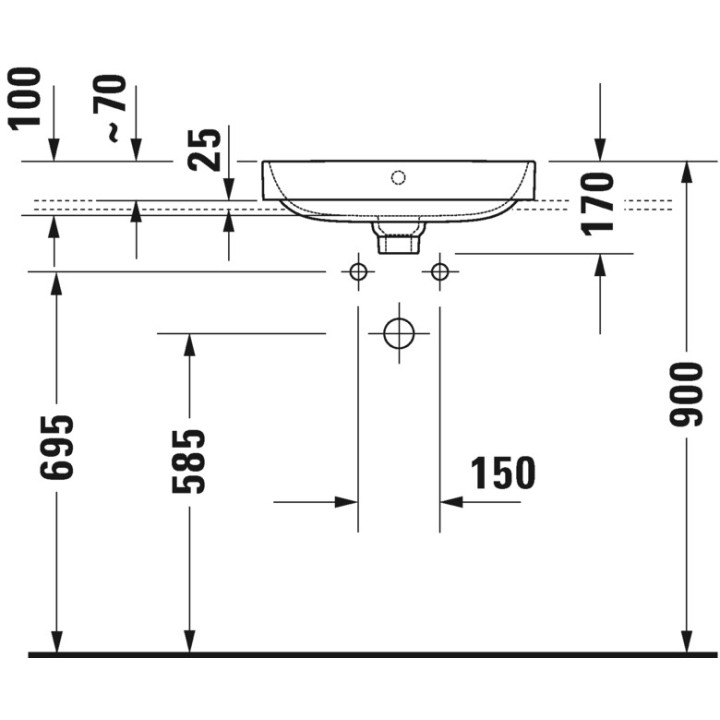 Umývadlo na postavenie na dosku Duravit Happy D.2, 50x40xm, prepad, 1 otvor na batériu, ventil Push-Open, biela
