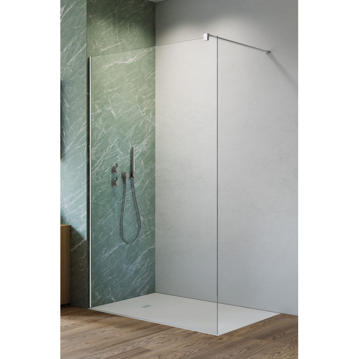 Dverí posuvné walk-in Radaway Furo Black, pravé, s stenou, 90x200cm, sklo číre, profil čierna