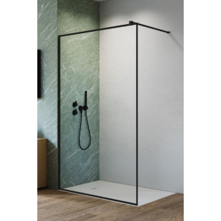 Dverí posuvné walk-in Radaway Furo Black, pravé, s stenou, 90x200cm, sklo číre, profil čierna