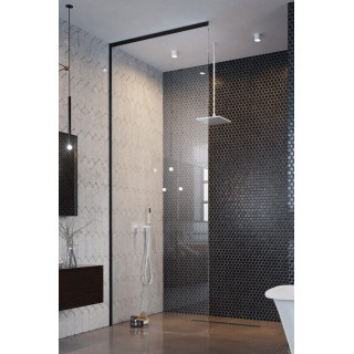Sprchový kút walk-in Radaway Nes Black Walk-in II Factory 120, univerzálna, 120x200cm, sklo číre, profil čierna