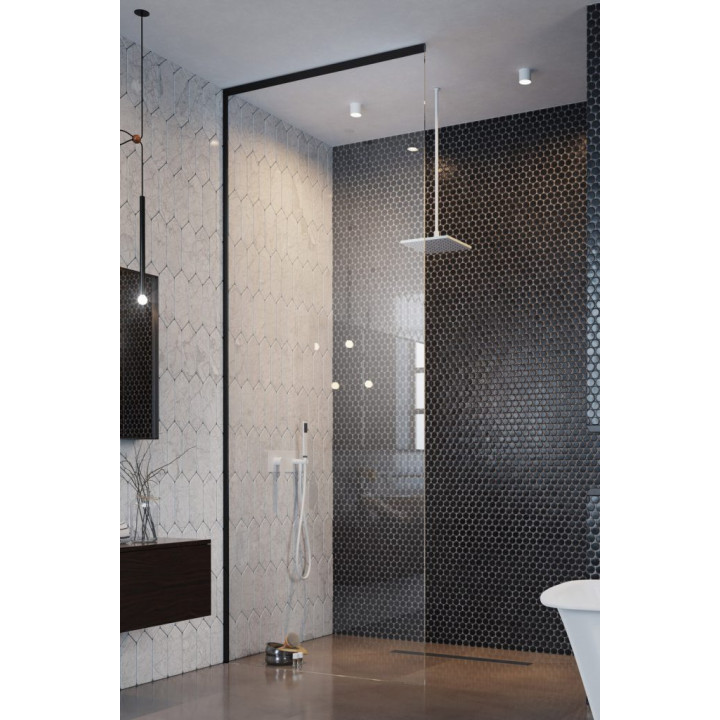 Sprchový kút walk-in Radaway Nes Black Walk-in II Factory 120, univerzálna, 120x200cm, sklo číre, profil čierna