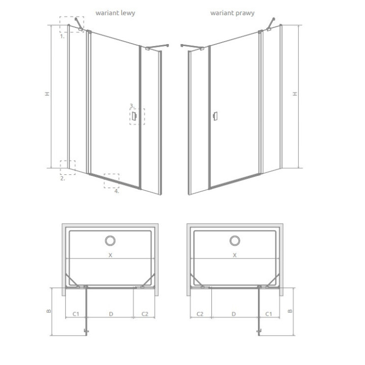 Dverí sprchové Radaway Nes KDS II 120, ľavé, 1200x2000mm, strieborná profil