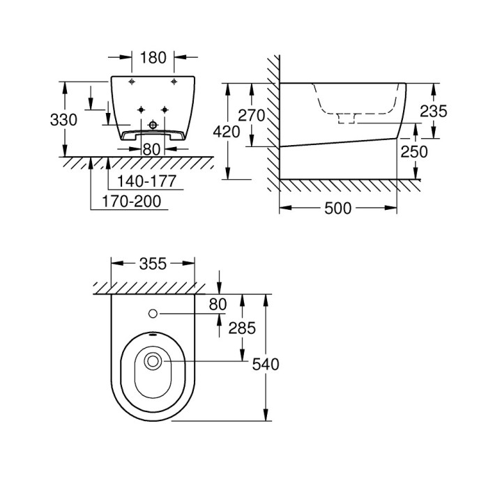 Závesný bidet Grohe Essence, 54x35,5cm, z prepadom, PureGuard, alpská bielaa