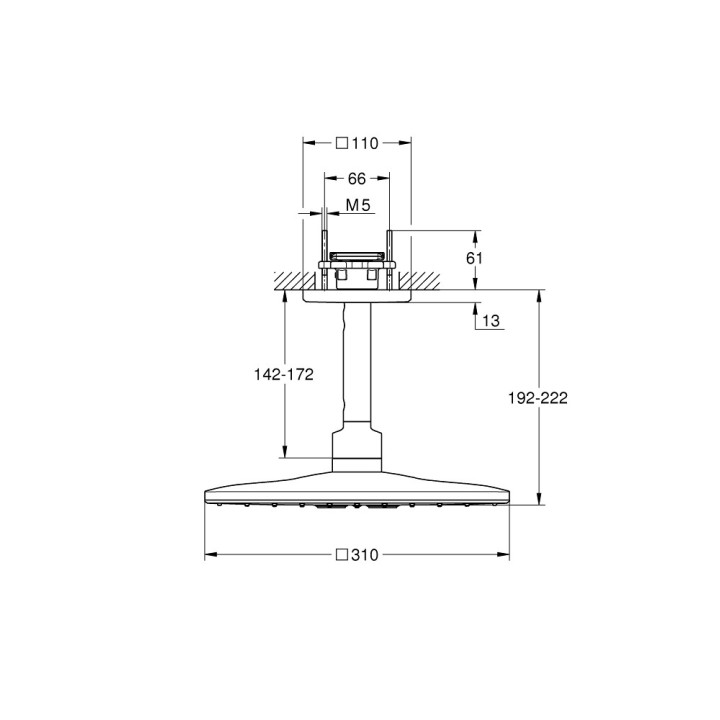 Horná sprcha Grohe Rainshower Smartactive 310, rameno stropný 142mm, 2 prúdy, brushed cool sunrise