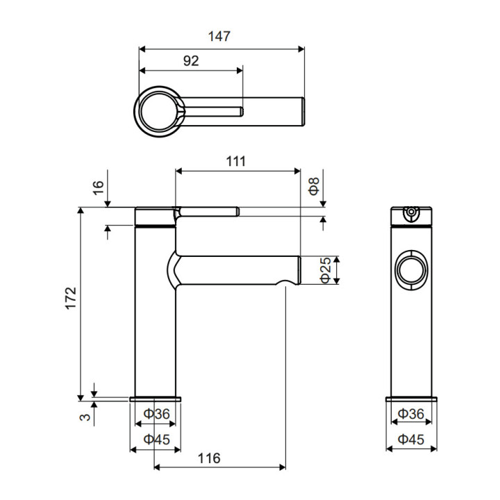 Vaňová  Batéria Excellent Pi, na stěnu, 2 výstupy vody, výtokové rameno 158mm, zlatý