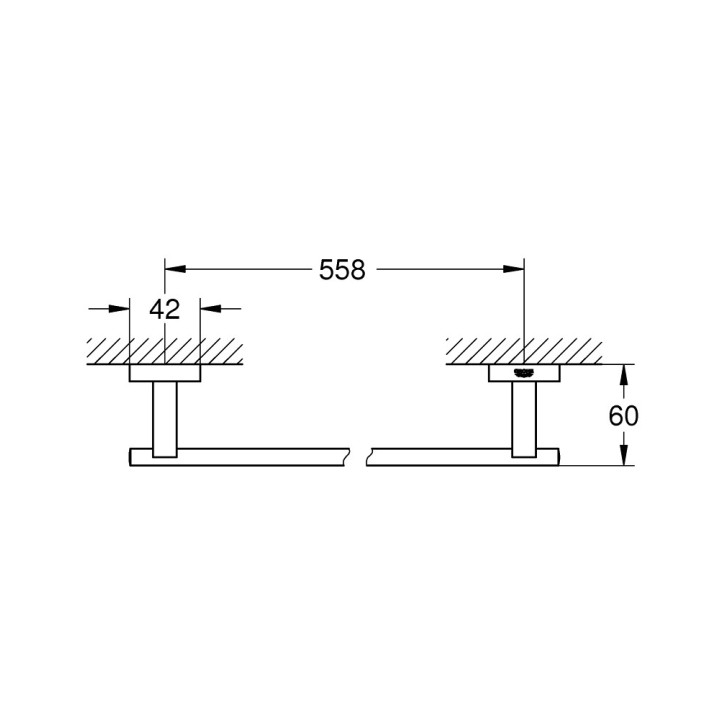 Držák ručníku Grohe Essentials Cube, 60cm, nástenný, brushed hard graphite