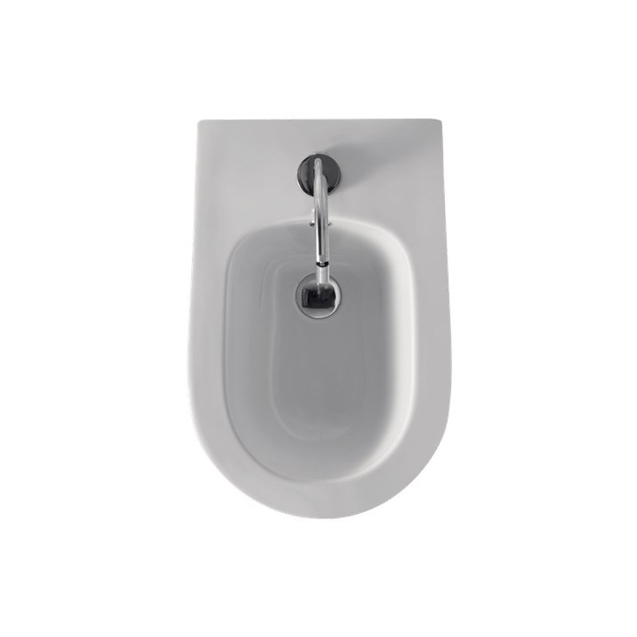 Závesný bidet Kerasan Aquatech, 55x36,5cm, z prepadom, otvor na batériu, biely