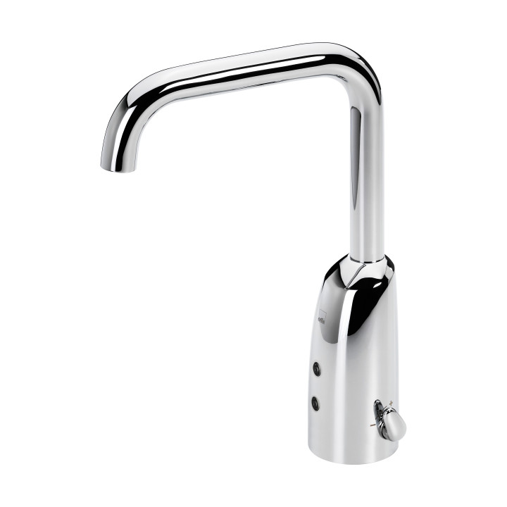 Bezkontaktná umyvadlová batéria Oras Electra, na postavení, výtokové rameno 170mm, Bluetooth, 9/12 V, chróm