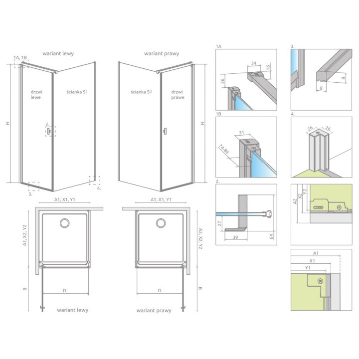 Sprchový kút Radaway Modo X I 120, przejrzysta, 1180x2000mm