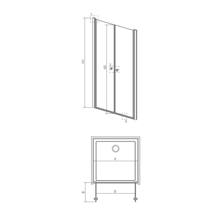 Dverí sprchové do niky Radaway Eos DWB 80, ľavé, 800x1970mm, skladacie, profil chróm