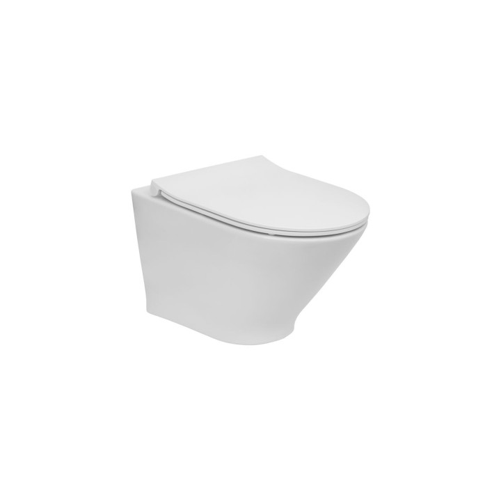 Misa závesné WC Roca Gap Round Compacto Rimless, 48x35,5cm, bez kołnierza, s sedadlom slim, biela