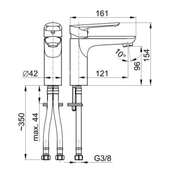Umyvadlová batéria KFA Tanzanit, na postavení, výška 154mm, zátka kilk-klak, chróm
