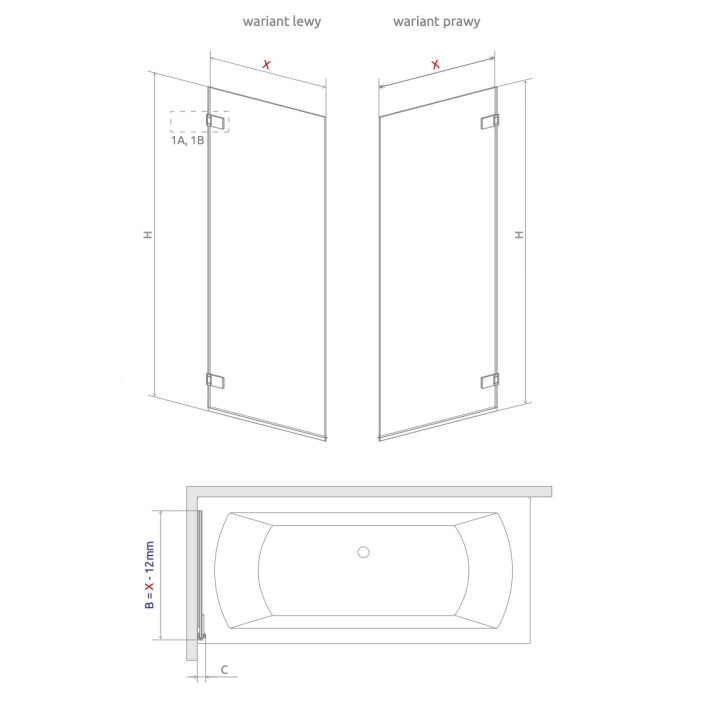 Dverí sprchové do niky Radaway Torrenta DWJS 200, pravé, Krídlové, 200x195cm, sklo číre, profil chróm