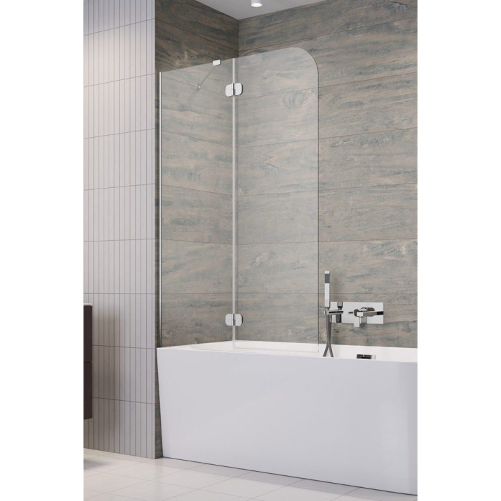Vaňová zástena Radaway Essenza Pro White PND II, levý, sklo číre, 140x150cm, biely profil