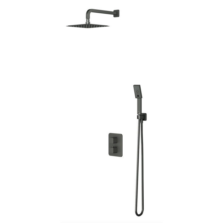 Sprchový set Omnires Parma, podomietkový, 2 výstupy vody, Horná sprcha 20x20cm, sluchátko 3-funkčná, grafit