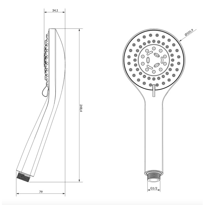 Rączka sprchové Omnires Contour, 1-funkčná, zlatý szczotkowany