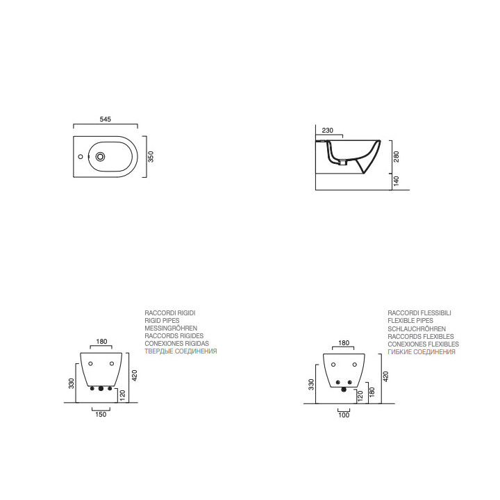 Závesný bidet Catalano Sfera, 54x35cm, hnedý satynowy