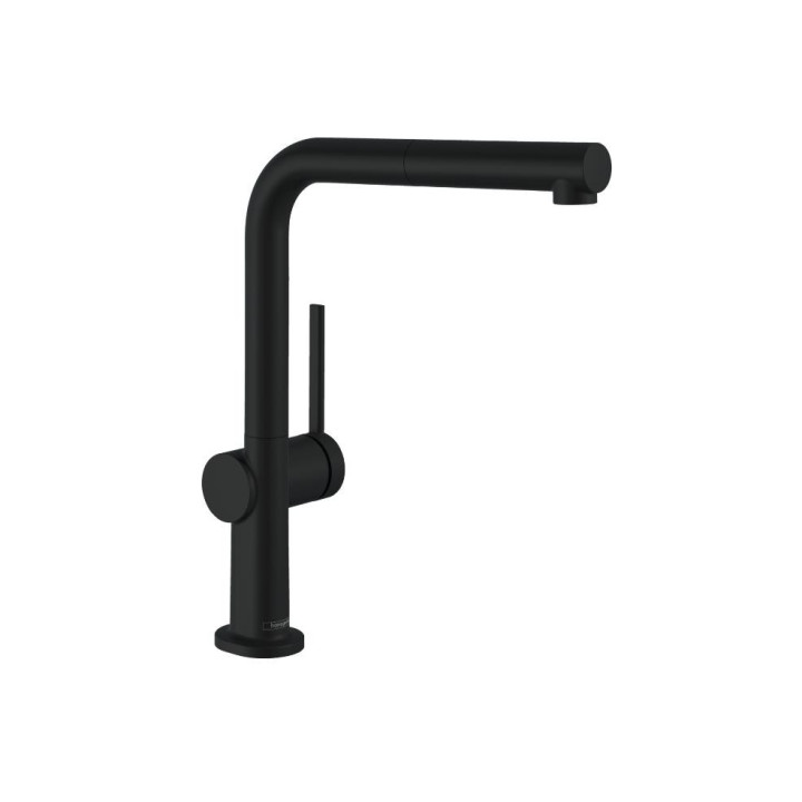 Drezová batéria Hansgrohe Talis M54, páková, výška 435mm, výsuvná sprcha, 2jet, sBox, čierna matnéný