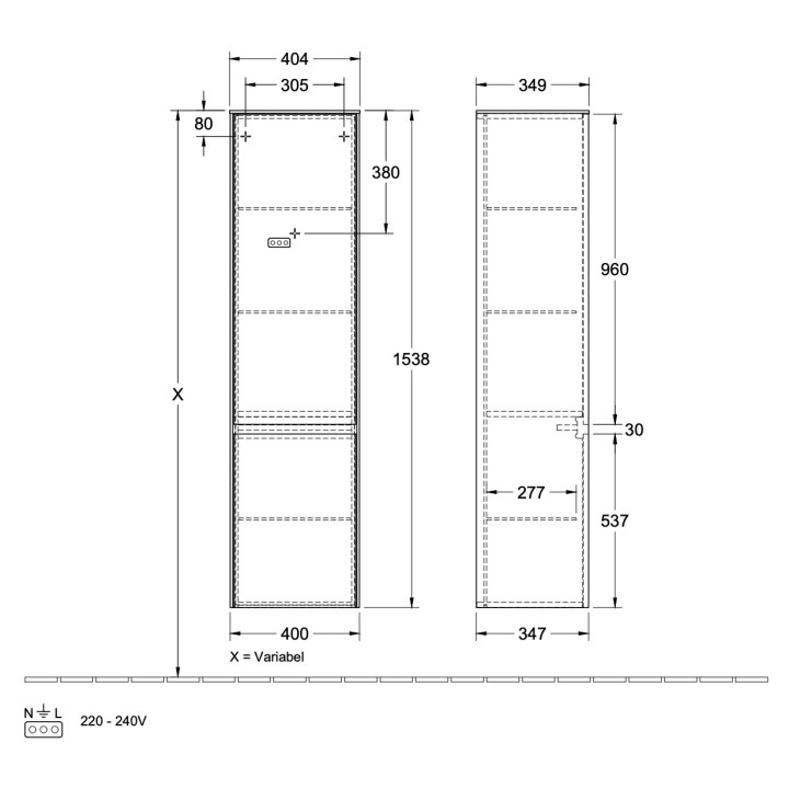 Skrinka výška Villeroy&Boch Collaro 404x1538x349 - Black Matt