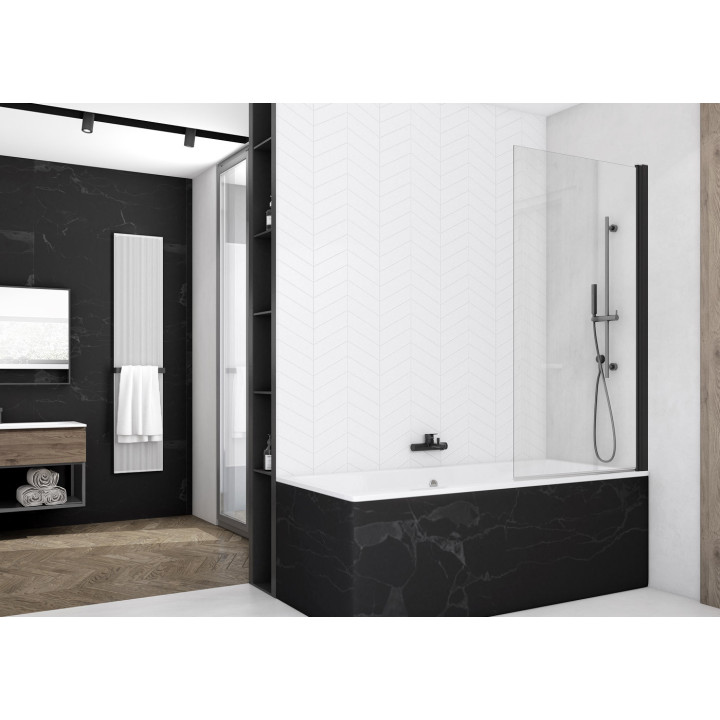 Vaňová zástena Sanswiss Solino SOEB1, pravé, 850x1500mm, Black Line, čierna profil 