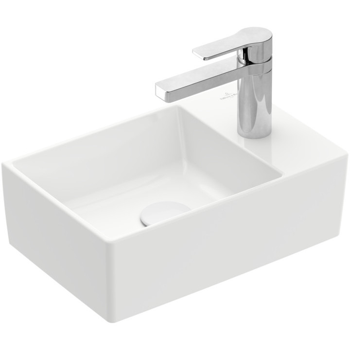 Umývadlo stenová Villeroy & Boch Memento 2.0, 40x26cm, bez prepadu, otvor na batériu, Weiss Alpin CeramicPlus