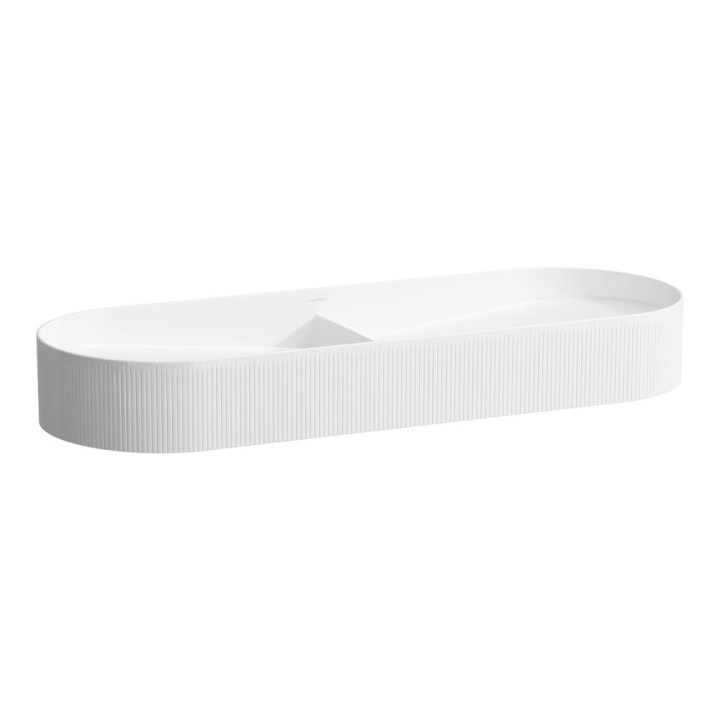 Dvojitý Umývadlo na postavenie na dosku Laufen Sonar, 100x37cm, bez prepadu, bez otworów na batérie, ryflowana, biely