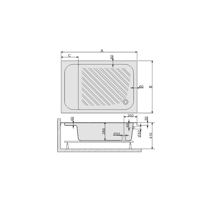 Sprchová vanička pravouhlý Sanplast Classic B/CL 80x120x15+STB biew, 80x120cm, akrylátové, biely