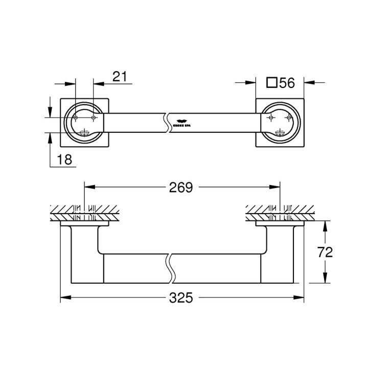 Držák ručníku Grohe Allure, 62,5cm, nástenný, chróm