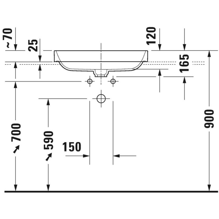 Umývadlo na postavenie na dosku Duravit Happy D.2, 60x46xm, prepad, 1 otvor na batériu, ventil Push-Open, povlak WonderGliss, bi