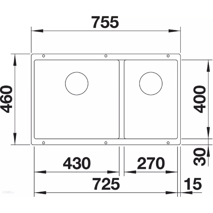 Drez Blanco Subline 340/160-U Siligranit PuraDur 55,5x40cm LEWY bez automatickej zátky, antracit
