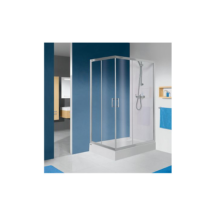 Štvorcová Sprchový kút Sanplast Classic KT/DJ-c-80, 80x80cm, záves trzpieniowy, biele profily