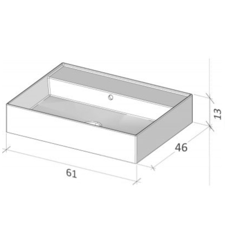 Umývadlo nábytkové/Závěsná Riho Livit Glaze Top, 61x46cm, otvor na batériu, prepad, biely