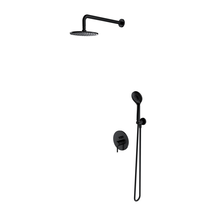 S termostatom Sprchový set Omnires Y, podomietkový, 2 výstupy vody, Horná sprcha 25cm, sluchátko 5-funkcyjna, čierna matnéný