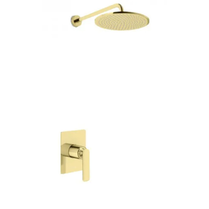 Podomietkový Sprchový set Kohlman Experience Gold, s hlavovou sprchou okrągłą 25cm i a sprchovou hlavou 1-funkcyjną, zlatý leskl